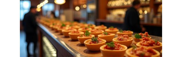 Platos de pintxos gourmet en un bar de San Sebastián