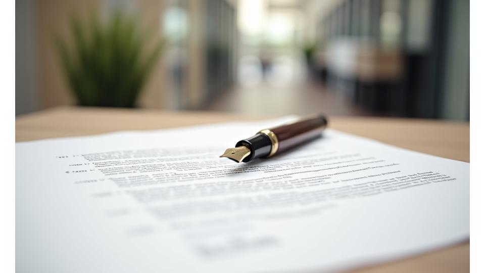Imagen conceptual de un documento legal con un bolígrafo